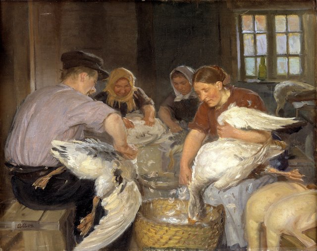Julegæssene plukkes by Anna Ancher