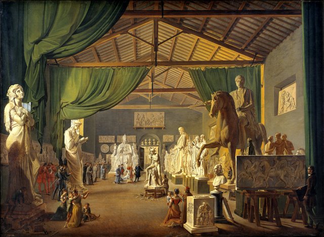 Pave Leo Xll aflægger besøg i Thorvaldsens værksteder ved Piazza Barberini, 18. oktober 1826 by Ditlev Martens