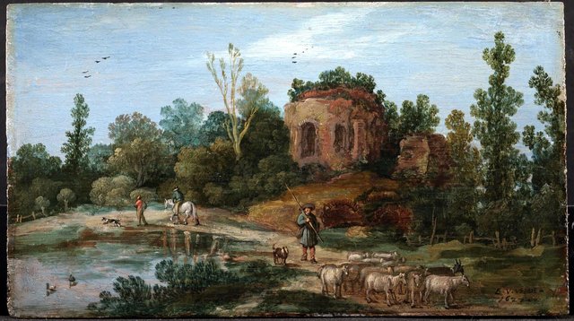 Landskab med en ruin by Esaias van de Velde