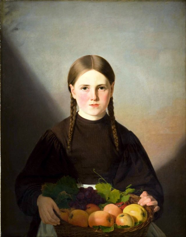 En pige med frugter i en kurv by Jørgen Roed