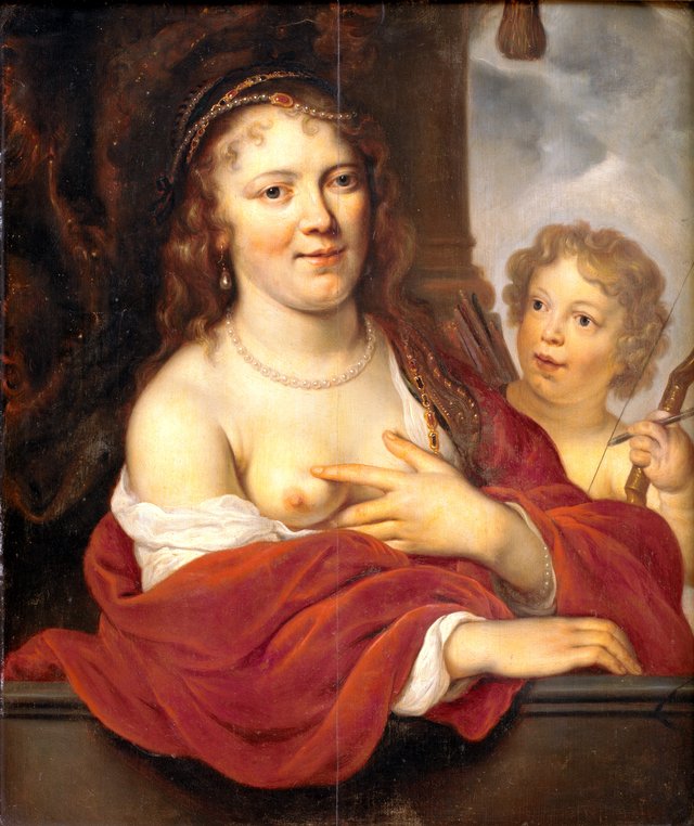 En dame og hendes barn som Venus og Amor by Govert Flinck
