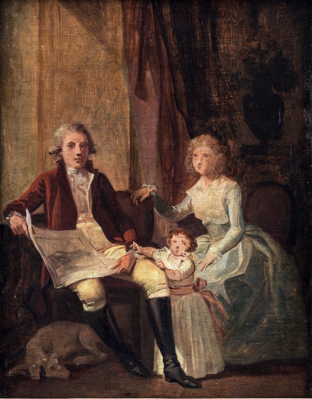 Peder Anker med hustru og datter by Jens Juel
