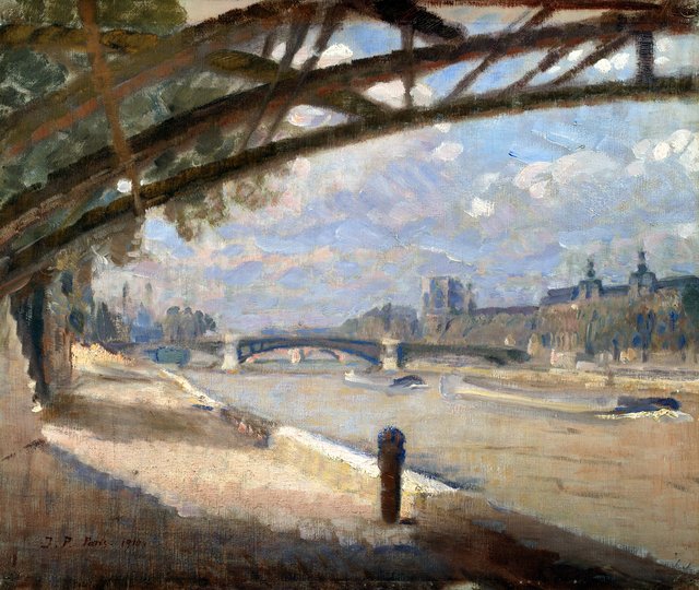 Under Pont des Arts i Paris. Middagssol by Julius Paulsen