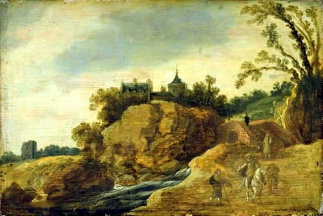 Borg på klipper by Esaias van de Velde