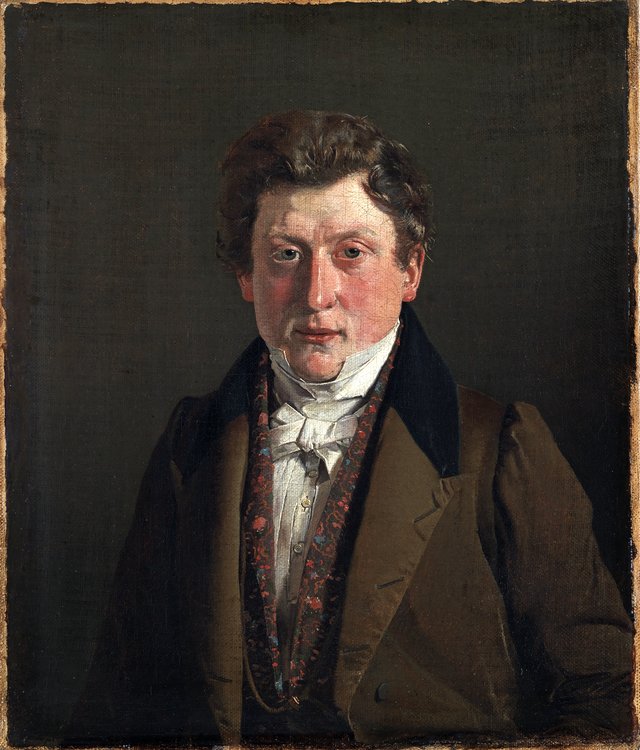 Urtekræmmer Christian F. Petersen, kunstnerens fætter og svoger by Christen Købke