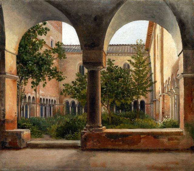 Klostergården i S. Lorenzo fuori le mura by Christoffer Wilhelm Eckersberg