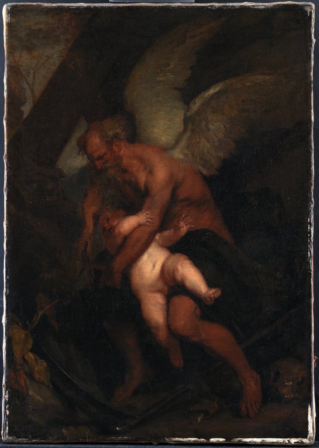 Tiden, der klipper Amors vinger by Caspar Netscher