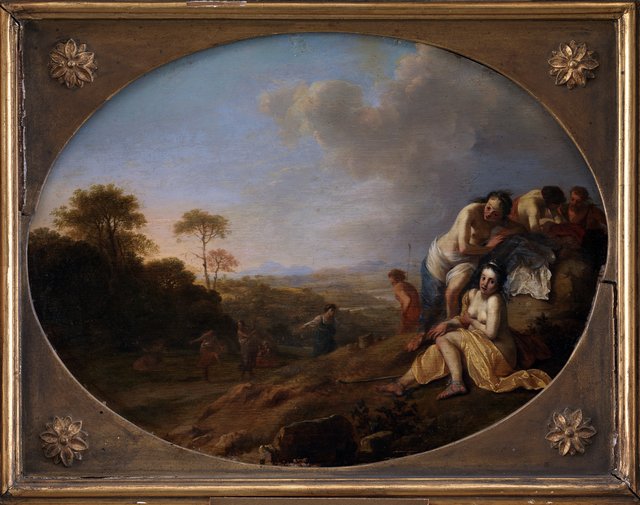 Nymfer i et landskab by Dirck van der Lisse