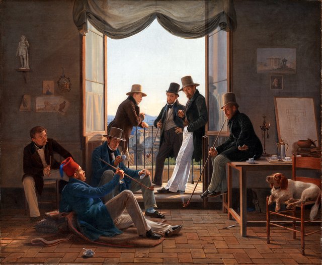 Et selskab af danske kunstnere i Rom by Constantin Hansen