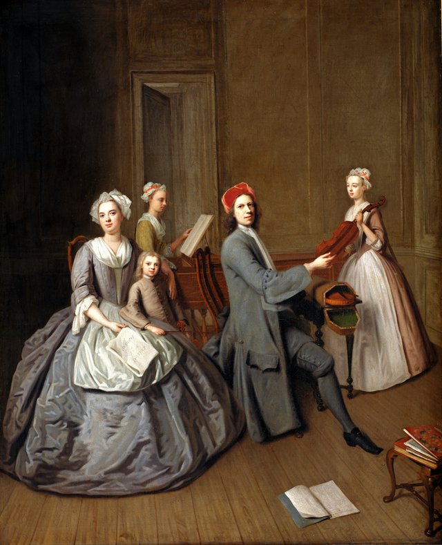 Kunstneren og hans familie musicerende by Balthasar Denner