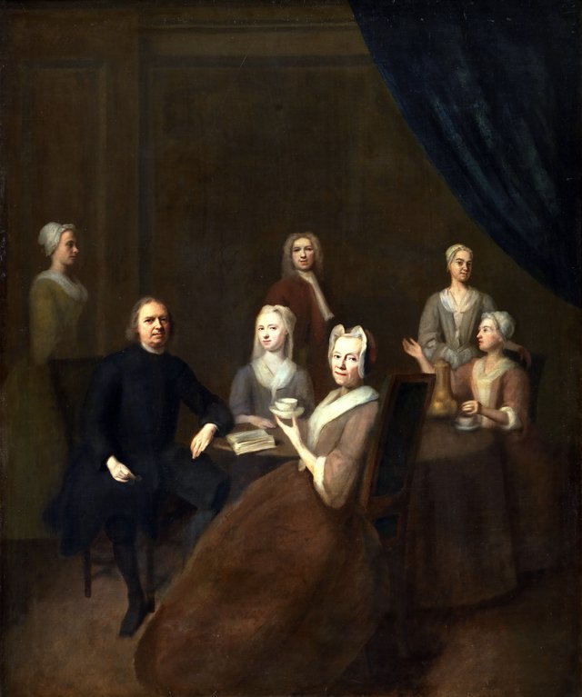 Kunstnerens svigerforældre og nogle af deres børn by Balthasar Denner