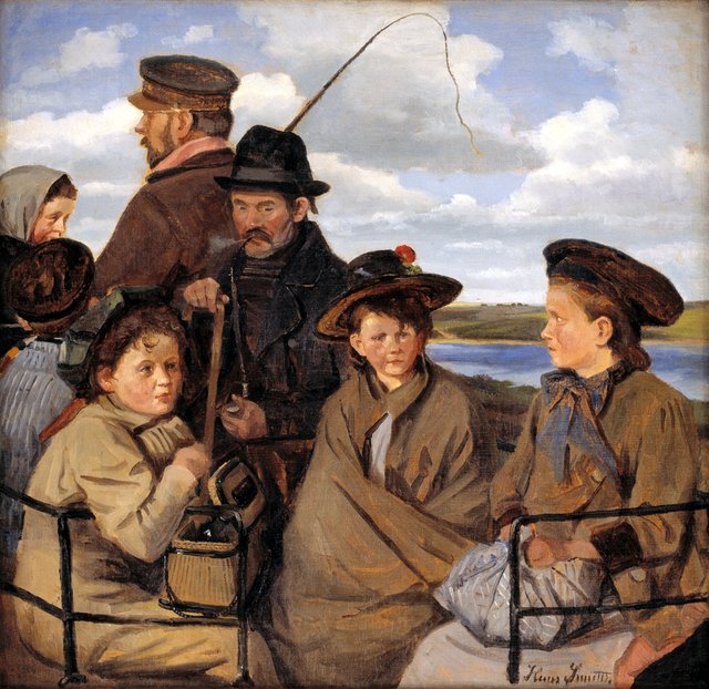 I dagvognen. Kunstnerens broderbørn by Hans Smidth
