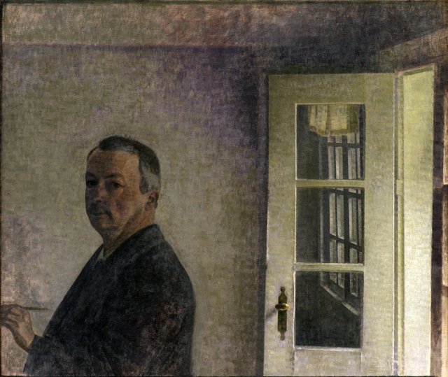 Selvportræt. Spurveskjul by Vilhelm Hammershøi