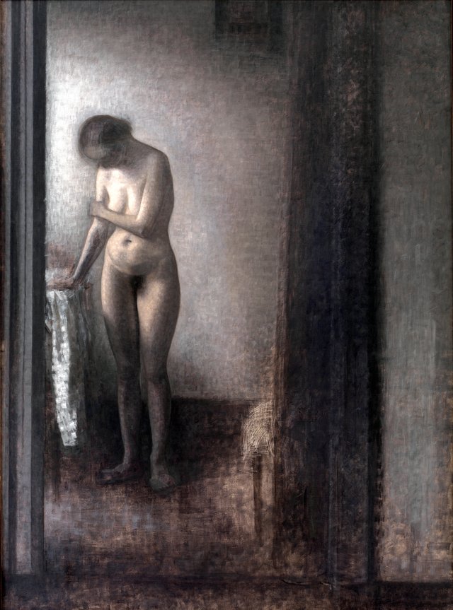 Stående nøgen kvinde by Vilhelm Hammershøi