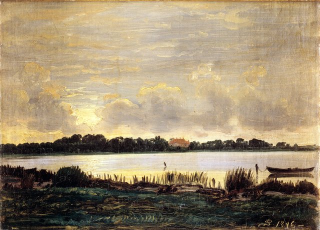 Udsigt mod Nysø over Præstø Fjord. Sommeraften by P. C. Skovgaard