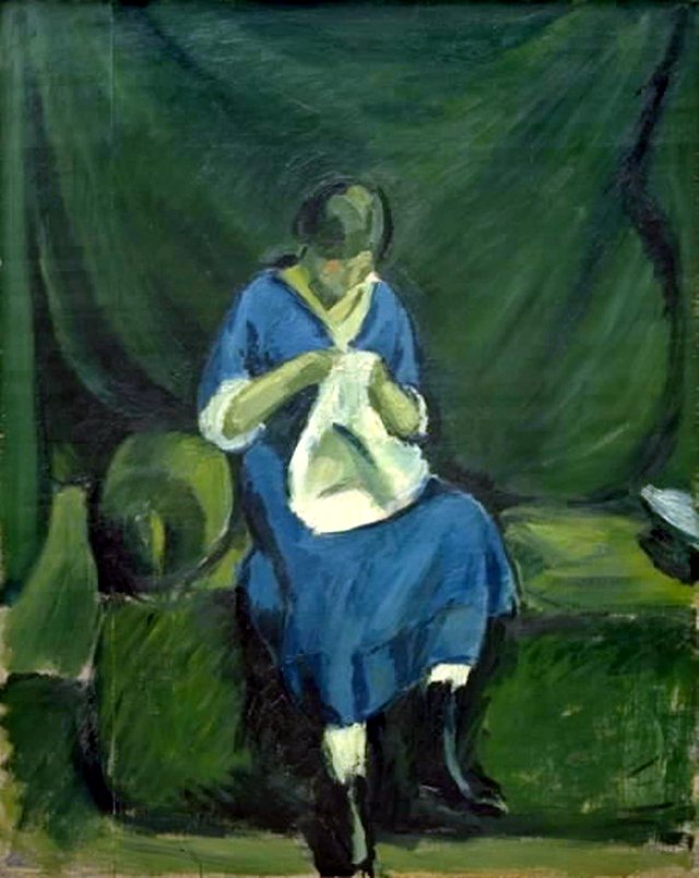 Ung pige med sytøj by Harald Giersing