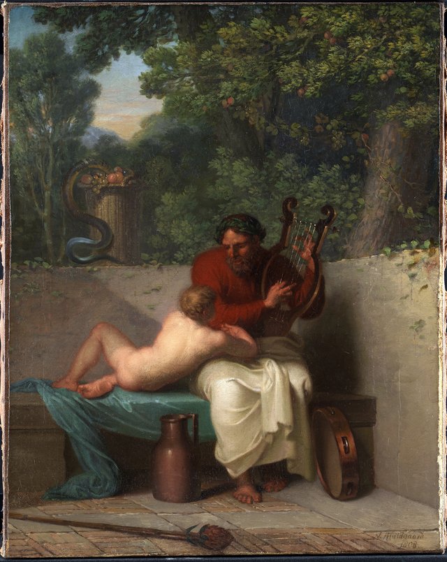 Den græske digter Anakreon med Bathyllos by Nicolai Abildgaard