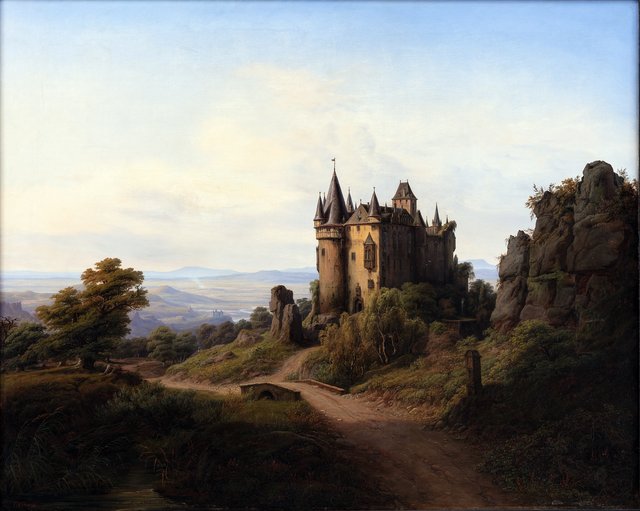 Slottet Büresheim ved Eifelfloden by Frederik Sødring