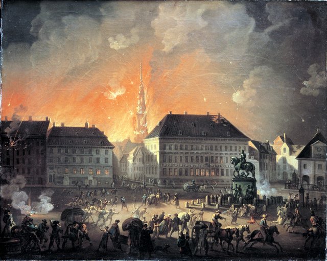 Den rædsomste Nat: Kongens Nytorv under bombardementet natten mellem 4. og 5. september 1807 by Christian August Lorentzen