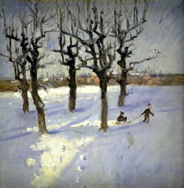 Vinterbillede fra udkanten af København by Fridolin Johansen