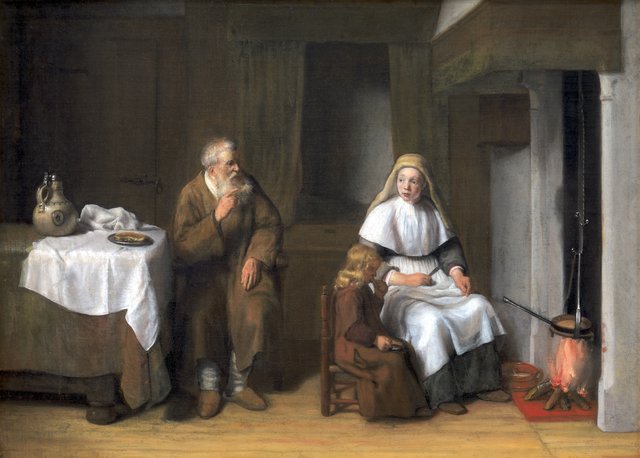 Profeten Elias hos enken i Sarepta og hendes søn by Abraham van Dijck