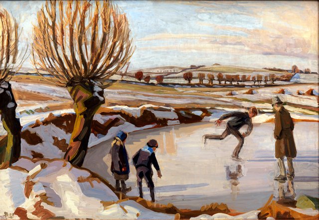 Vinteren er kommet. Landskab med skøjteløbere by Fritz Syberg