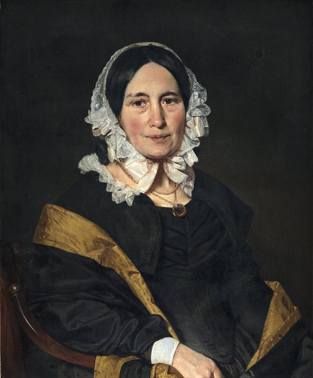 Cathrine Jensen, f. Lorenzen, kunstnerens hustru by Christian Albrecht Jensen