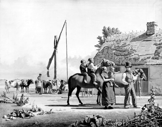 Bønder vander heste og køer by Godtfred Rump