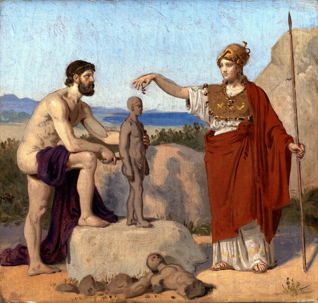 Prometheus danner mennesket af ler by Constantin Hansen