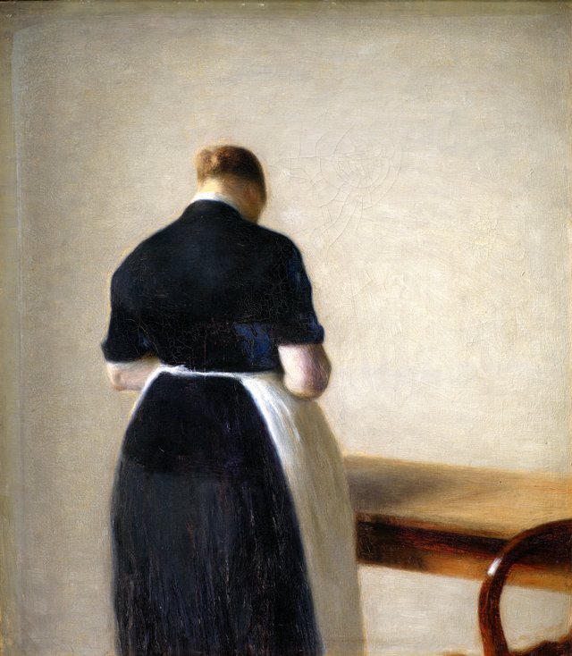 Kvindefigur set fra ryggen by Vilhelm Hammershøi