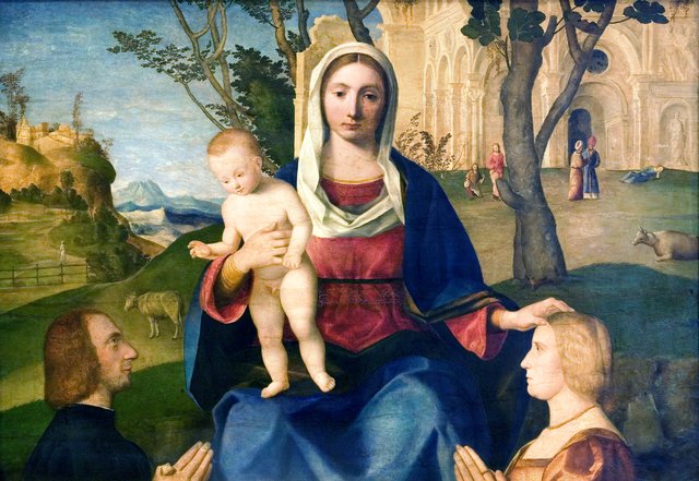 Madonna med Barnet og to stiftere by Vincenzo Catena