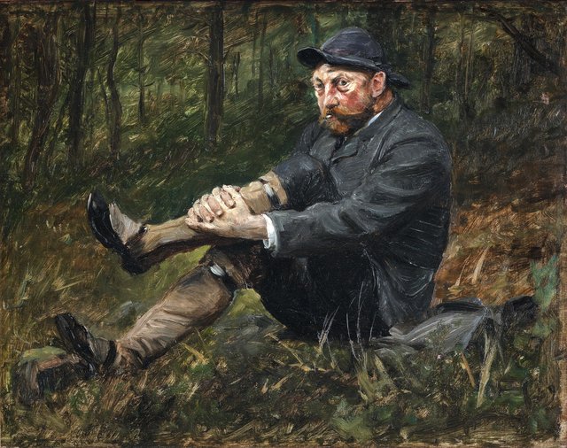 Arkitekten Thorvald Bindesbøll i en granskov på Kullen by August Jerndorff