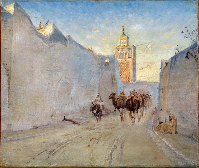 Gade med kameler i Tunis by Theodor Philipsen