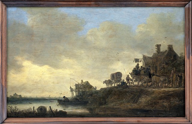 Flodlandskab med værtshuset "Svanen" by Jan van Goyen