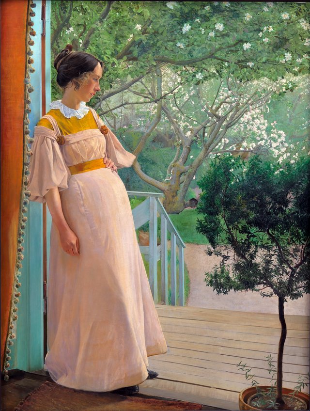 I havedøren. Kunstnerens hustru by Laurits Andersen Ring