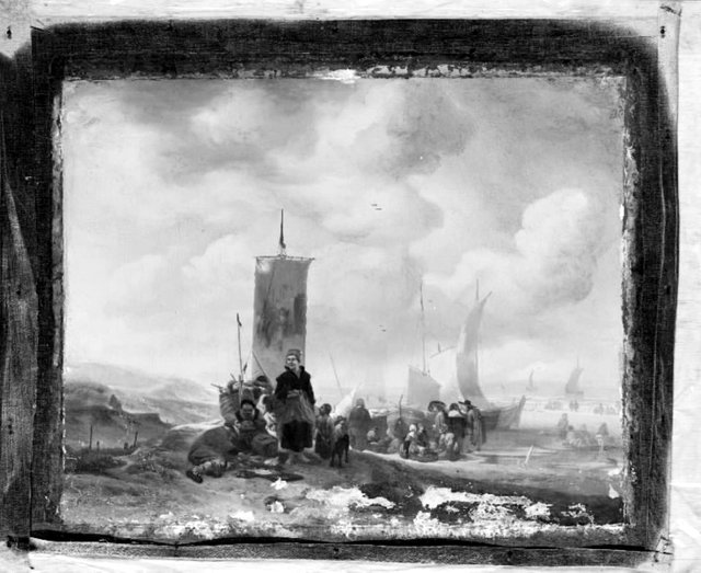 Fiskere på stranden med deres både og fangst by Jacob Esselens