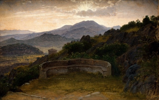 Landskab nær Subiaco. Aftensol by P. C. Skovgaard