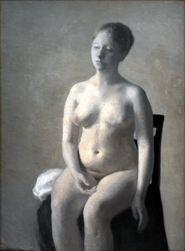 Nøgen kvindelig model by Vilhelm Hammershøi