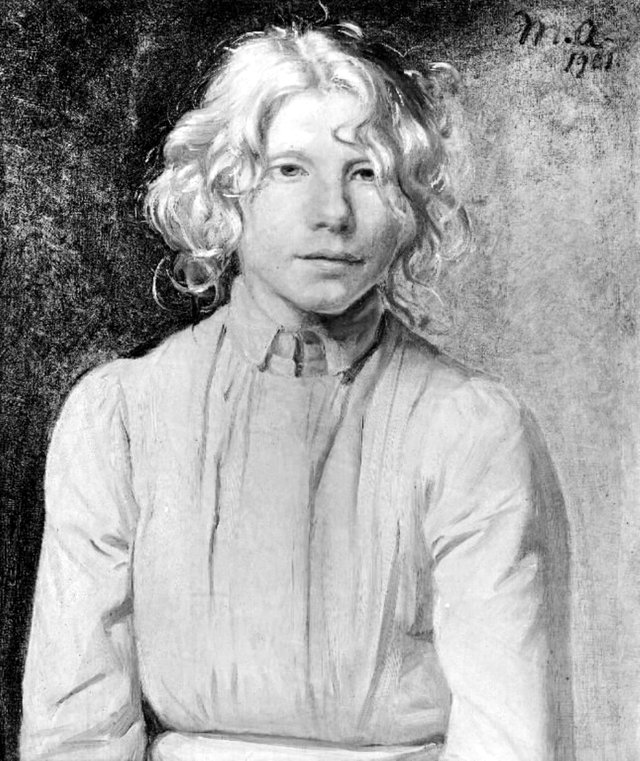 Rødklædt Skagenspige by Michael Ancher