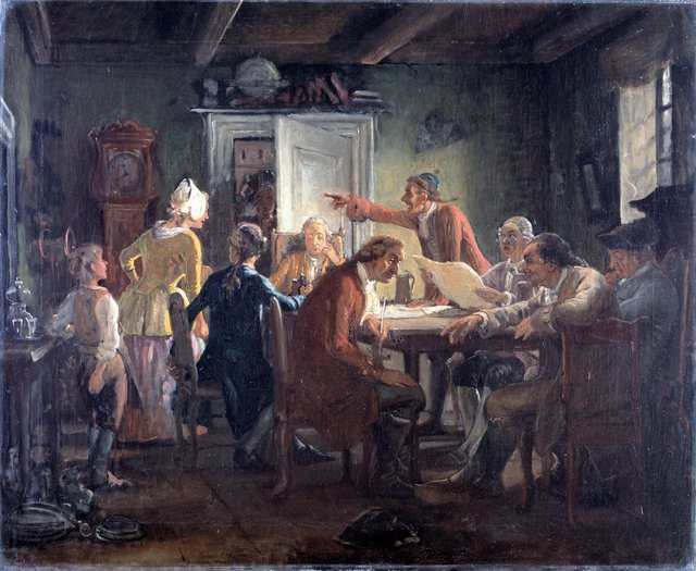 Collegium Politicum. Fra Ludvig Holbergs Den Politiske Kandestøber, 1. Akt, 2.Scene. by Wilhelm Marstrand