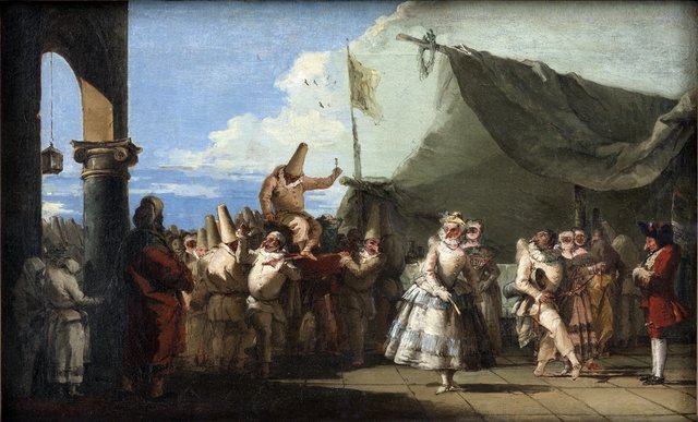 Karnevalscene. Pulcinellas triumf by Giovanni Domenico Tiepolo