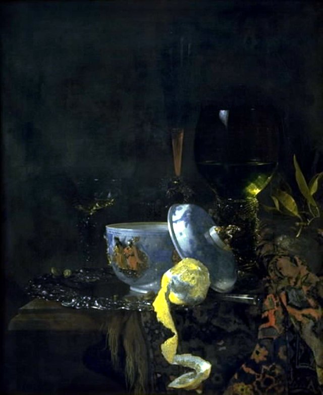 Stilleben med kinesisk lågkrukke af porcelæn by Willem Kalf