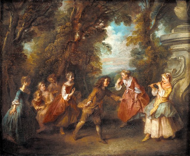 Legende børn i det frie. ("Le jeu des quatre-coins") by Nicolas Lancret