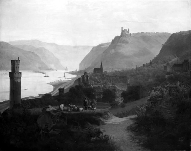 Udsigt over Oberwesel ved Rhinen by Frederik Sødring