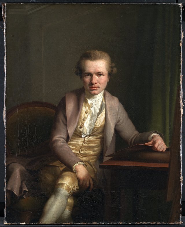 Kobberstikkeren J.F. Clemens ved sit arbejdsbord by Jens Juel