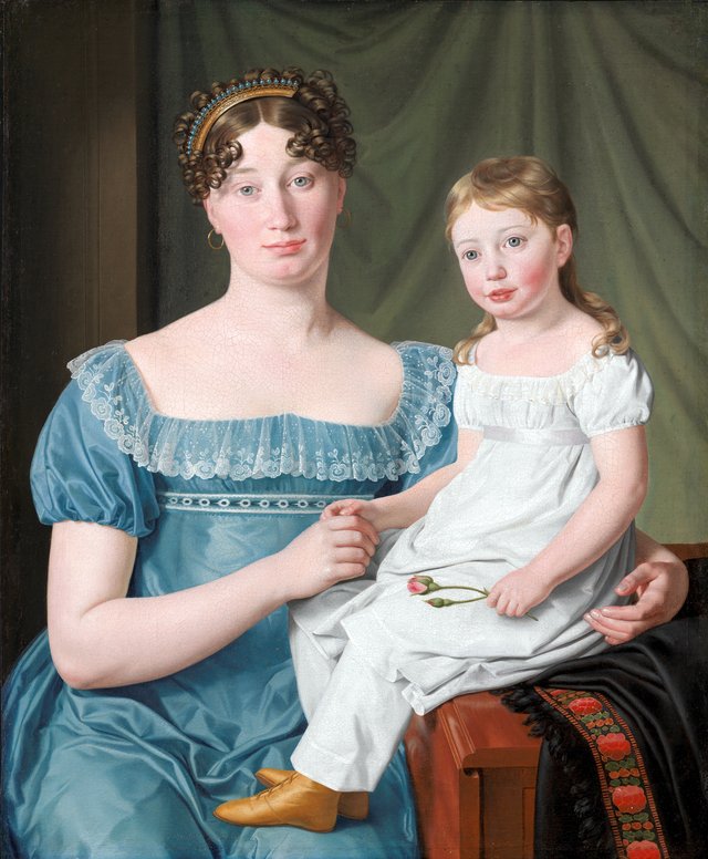 Kammerherreinde Sophie Hedvig Løvenskiold og hendes treårige datter Berthe Henriette by Christoffer Wilhelm Eckersberg