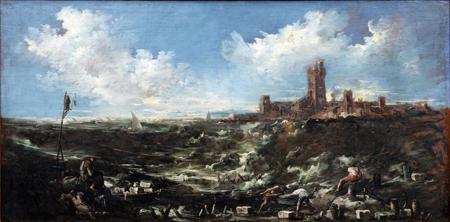 Munkenes bøn ved havet by Alessandro Magnasco