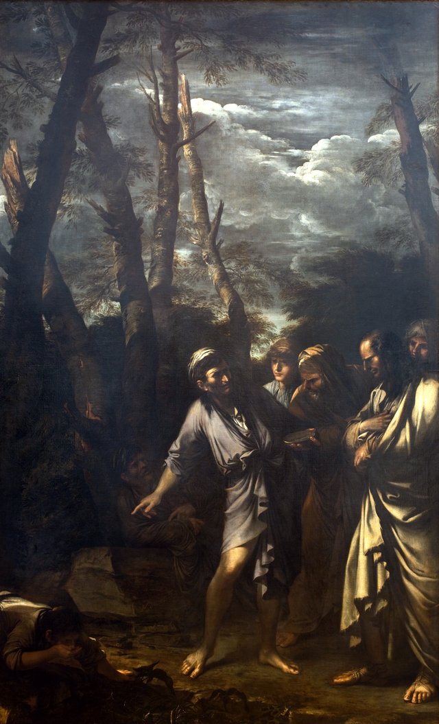 Diogenes, der bortkaster sin skål by Salvator Rosa