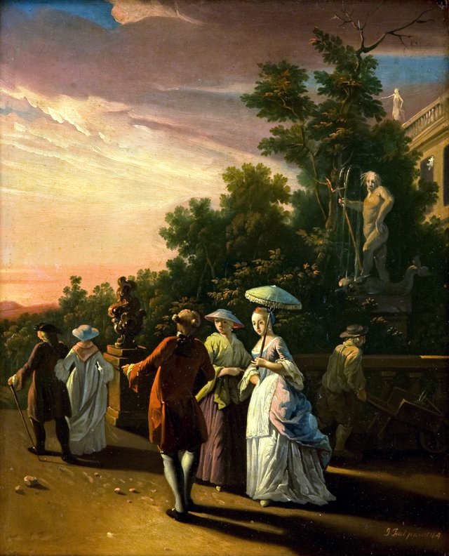 Selskabsscene i en park by Jens Juel