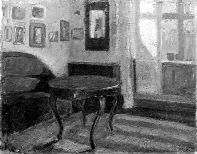Interiør fra kunstnerens dagligstue by Kristian Kongsbøll